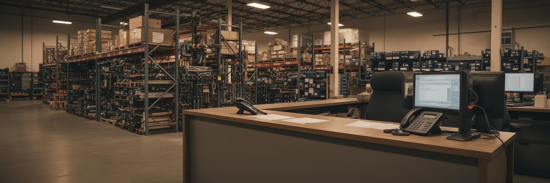 Industrial warehouse customer service desk